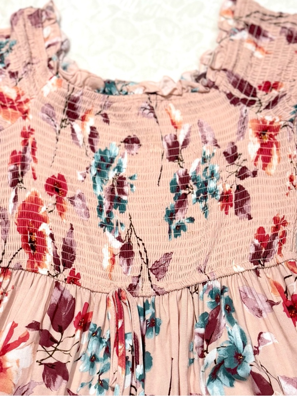 Band of Gypsies Floral Smocked Mini Dress Boho Cottagecore Spring S - Picture 4 of 9